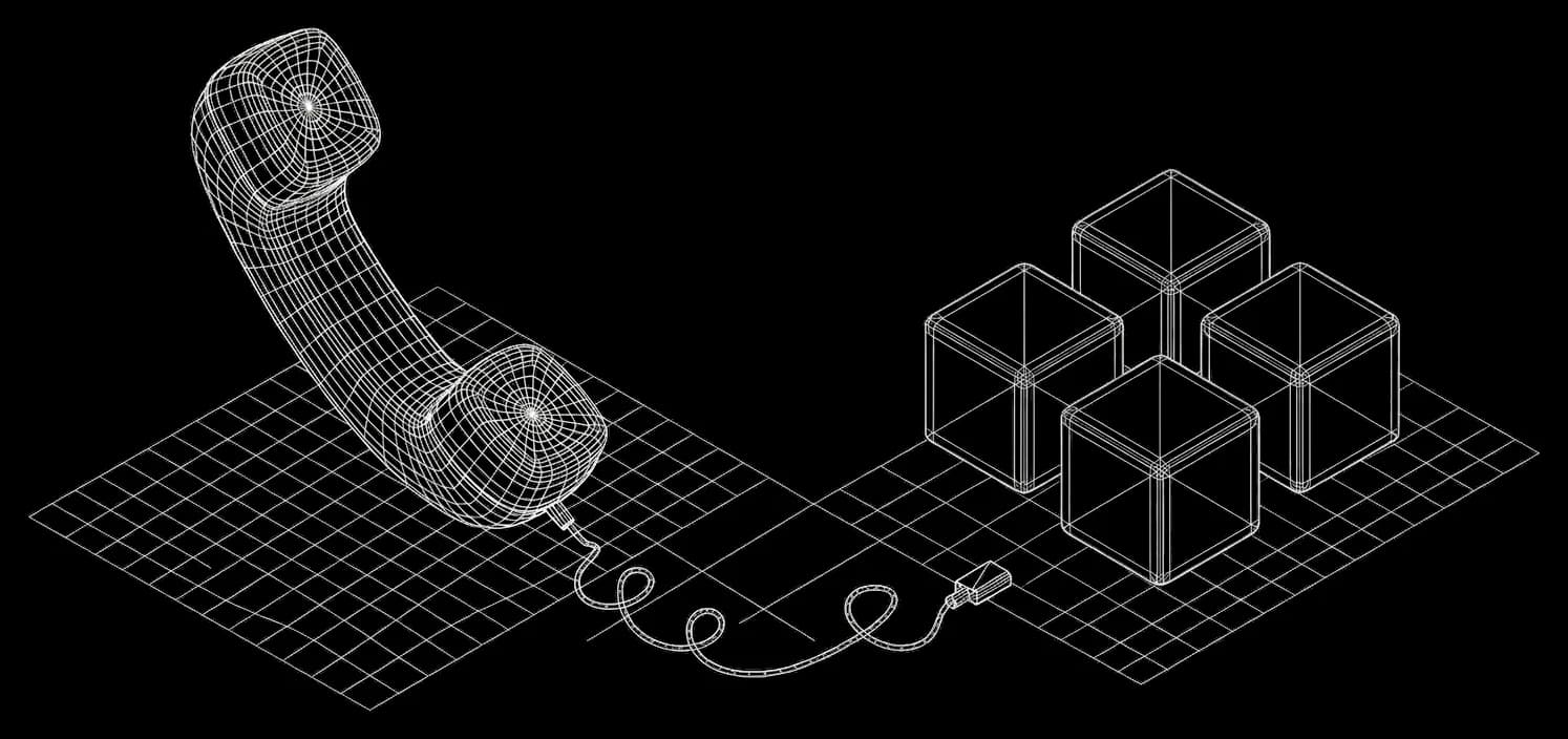 Isometric wireframe illustration for Navigate IVR