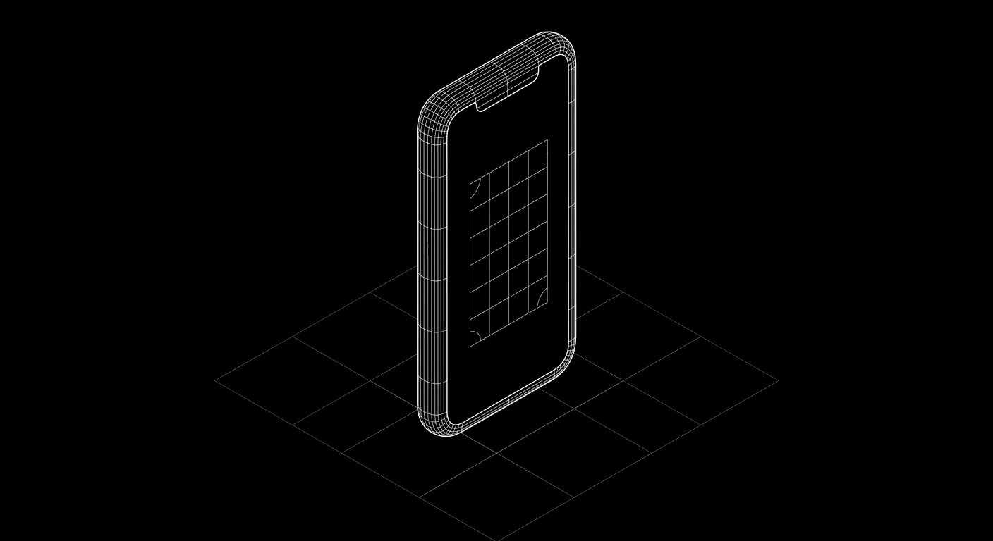 Isometric wireframe icon for Business Name Display